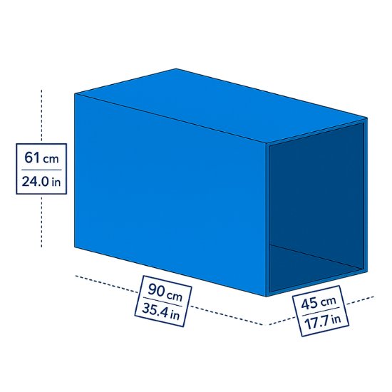 Dimensioni locker Store My Luggage 90 × 45 × 61 cm